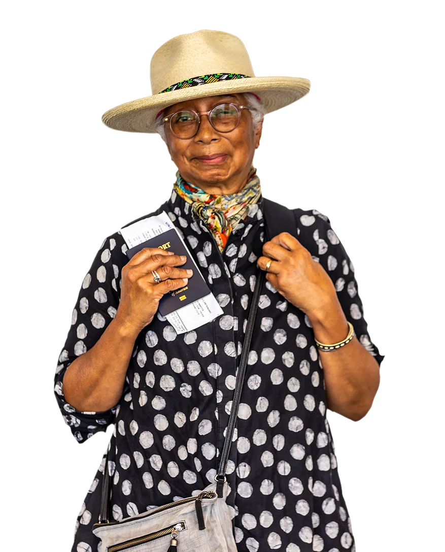 Women traveling through airport